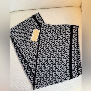 Michael Kors Black and Gray Logo Infinity Scarf